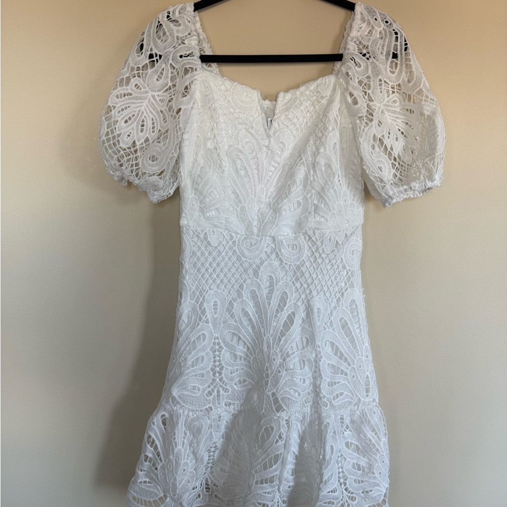 JJs House White Lace Mini Dress